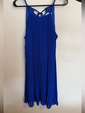 Royal Blue Pleated Midi Dress - Unbranded